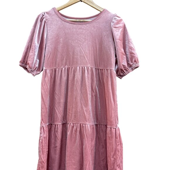 Old Navy XL Pink Velvet Tiered Babydoll Dress - Picture 1 of 6